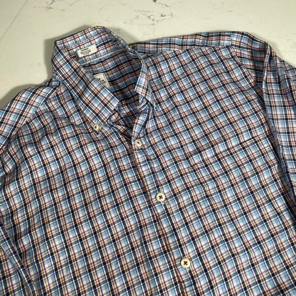 Peter Millar Men's‎ Medium Plaid Button-Down Shirt 100% Cotton Casual Dress